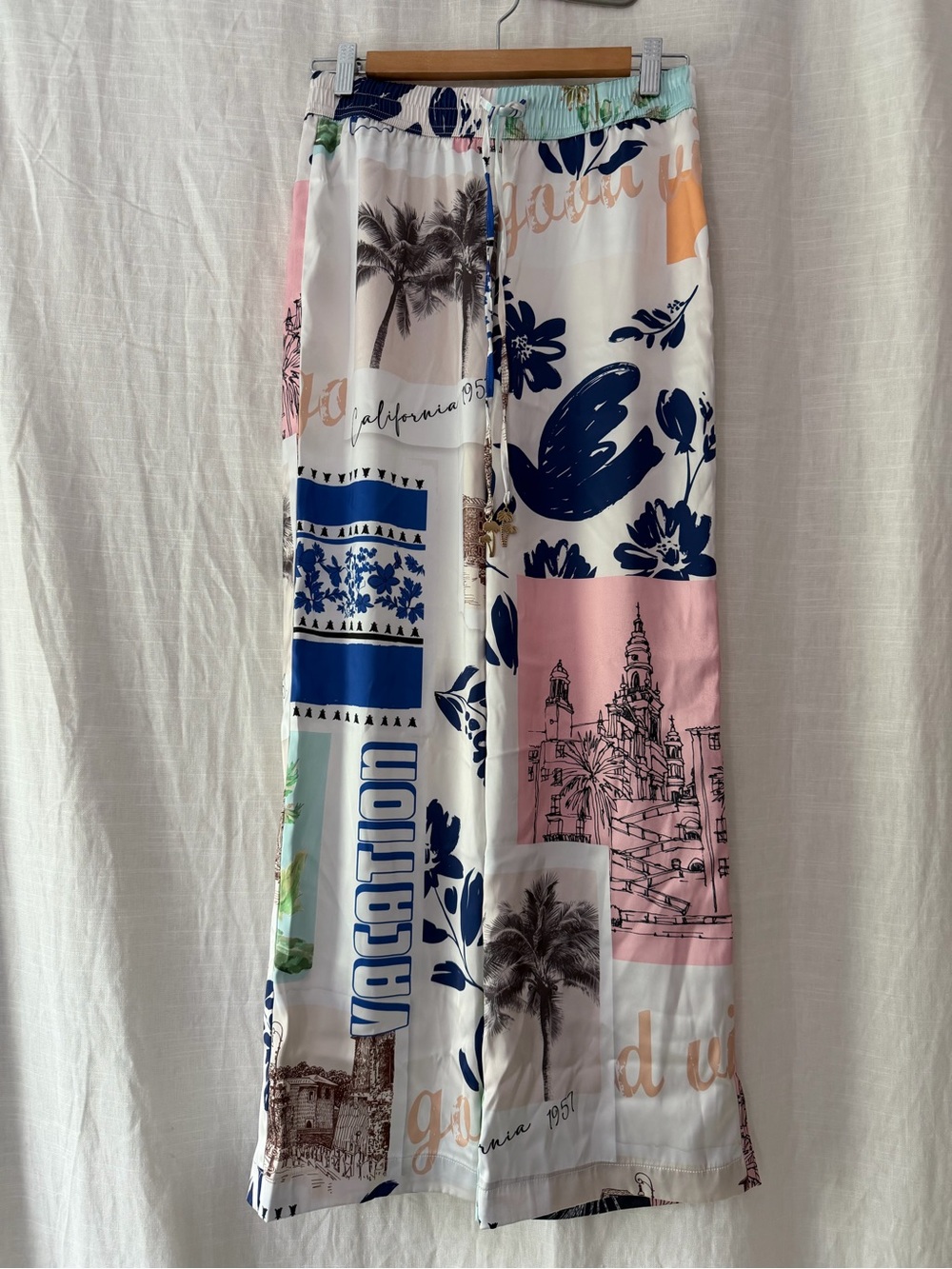 Joie Womens Vacation Postcard Print Wide Leg Pants Multicolor Size XS